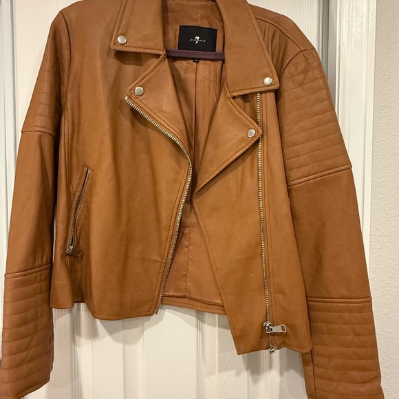 7 For All Mankind Jackets & Blazers - 7 For All Mankind Brown Leather Jacket